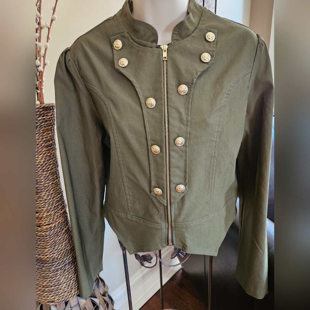 Military Style Jacket with Gold Buttons